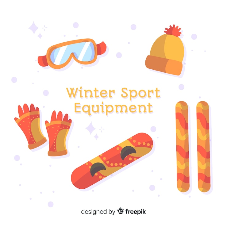 Vector gratuito equipamiento de deporte de invierno dibujado a mano