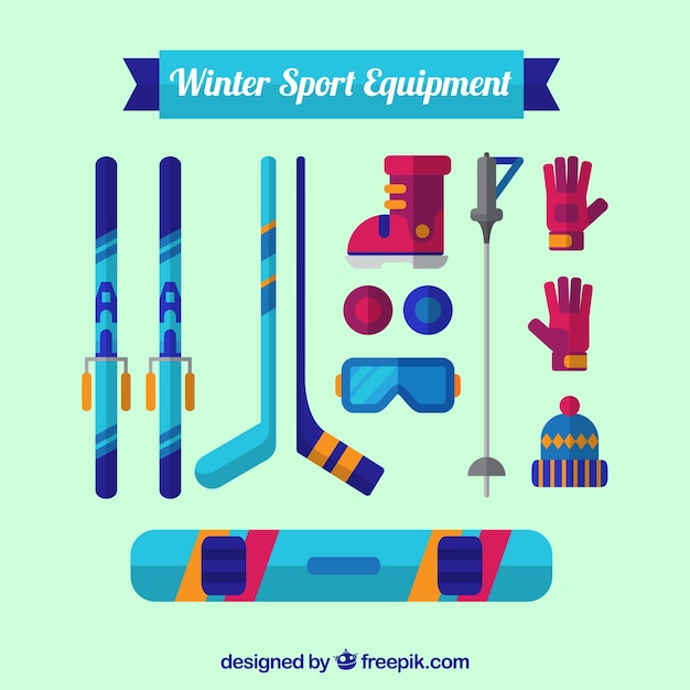 Vector gratuito equipamiento de deportes de invierno