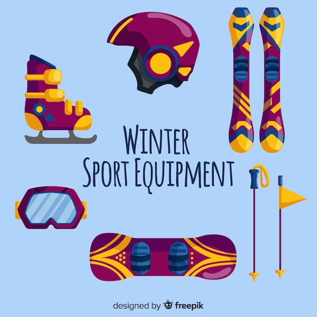 Vector gratuito equipamiento deportivo de invierno