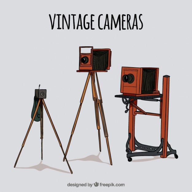 Vector gratuito equipamiento de foto vintage dibujado a mano