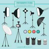 Vector gratuito equipamiento de fotografía