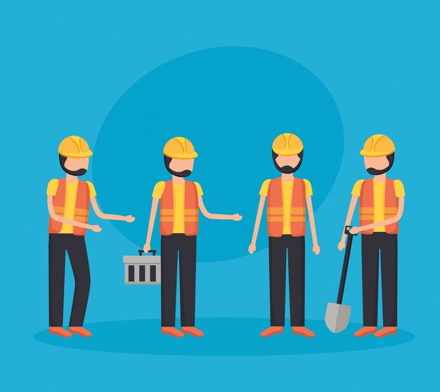 Equipo de construcción de los trabajadores