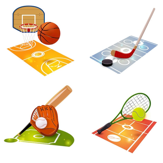 Vector gratuito equipo deportivo concepto conjunto