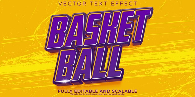 Equipo editable de efecto de texto de deporte de baloncesto y estilo de texto de póster