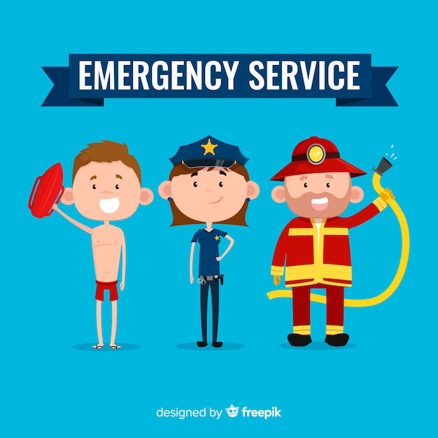 Vector gratuito equipo de emergencia en diseño flat