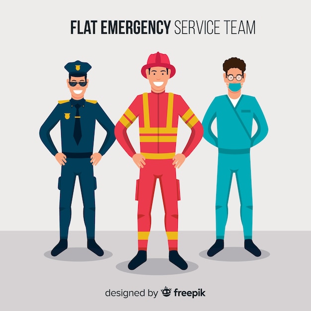 Vector gratuito equipo de emergencia flat