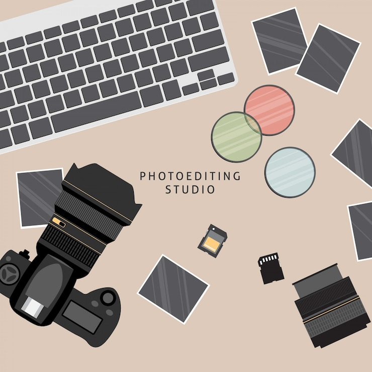 Vector gratuito equipo de fotografía profesional