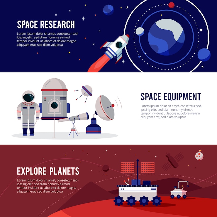 Vector gratuito equipo de investigación espacial para planetas y estrellas.
