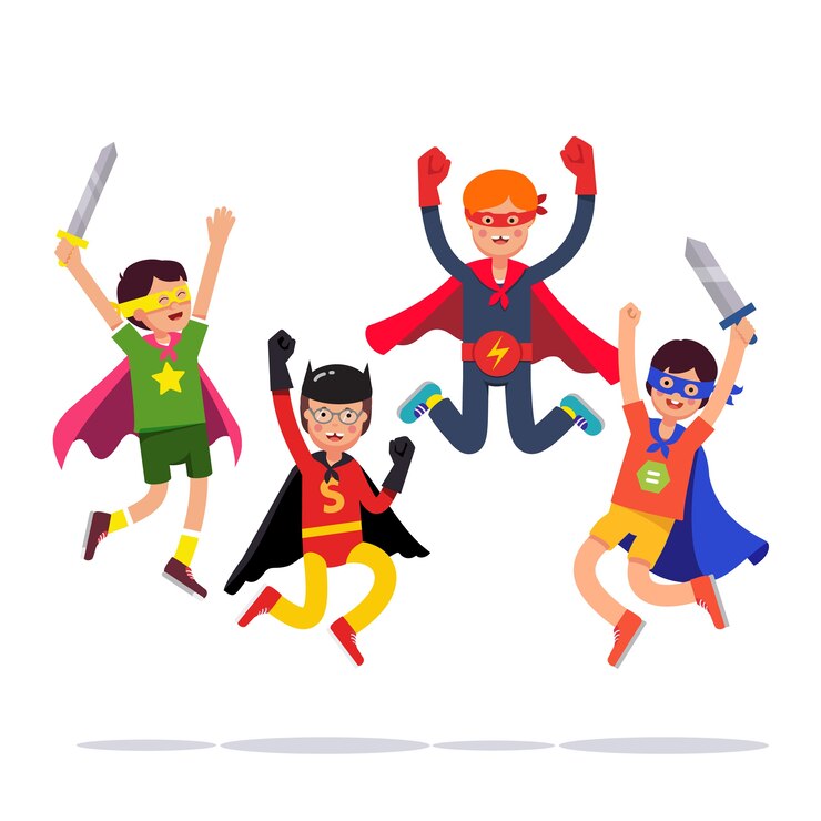 Vector gratuito equipo de jóvenes superhéroes