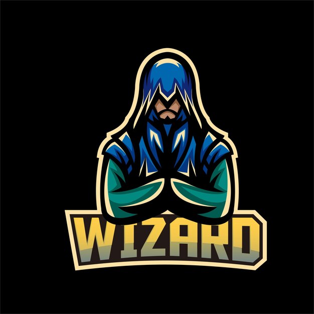 Equipo de juego con el logotipo de la mascota Wizard esport