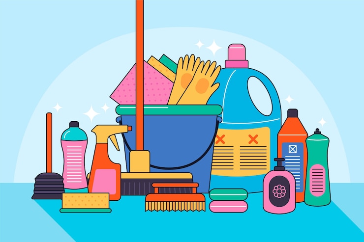 Vector gratuito equipo de limpieza de superficies