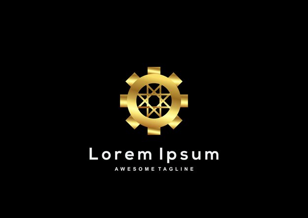 Equipo de lujo con plantilla de logotipo de color dorado