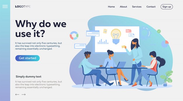 Equipo de negocios discutiendo ideas para la puesta en marcha