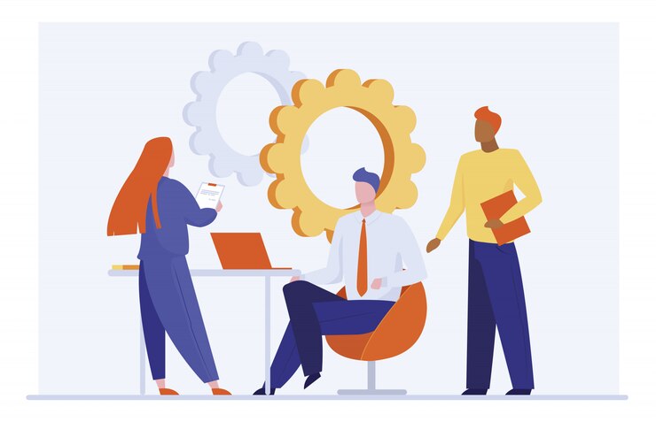 Vector gratuito equipo de negocios trabajando en proyecto