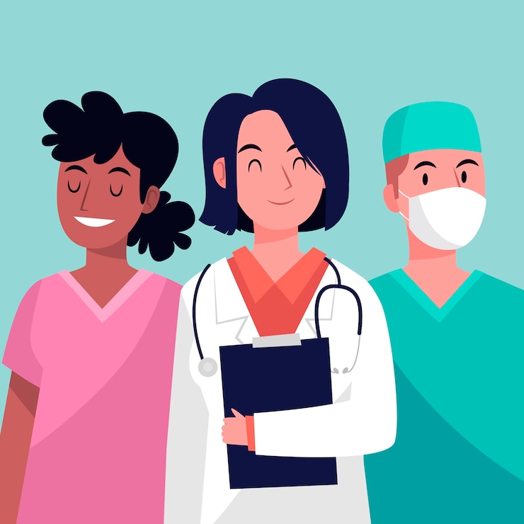 Vector gratuito equipo profesional de salud sonriente