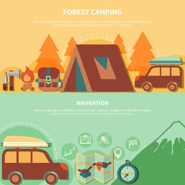 Equipo de Senderismo y Accesorios de Navegación para Camping Forestal.