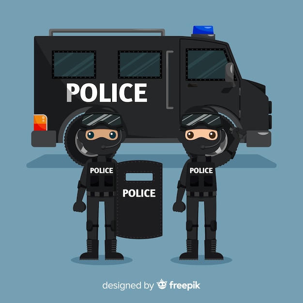 Vector gratuito equipo swat de policia