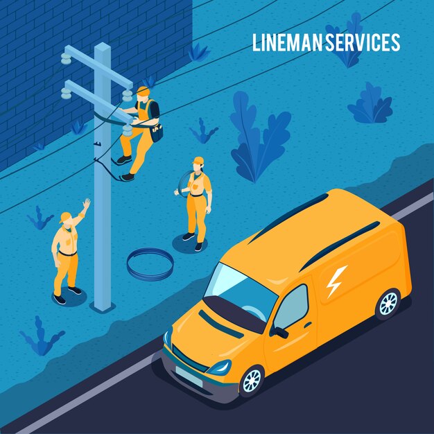 El equipo de técnicos electricistas de líneas eléctricas trabaja al aire libre con el servicio de mantenimiento de cables de transmisión de alto voltaje de liniero