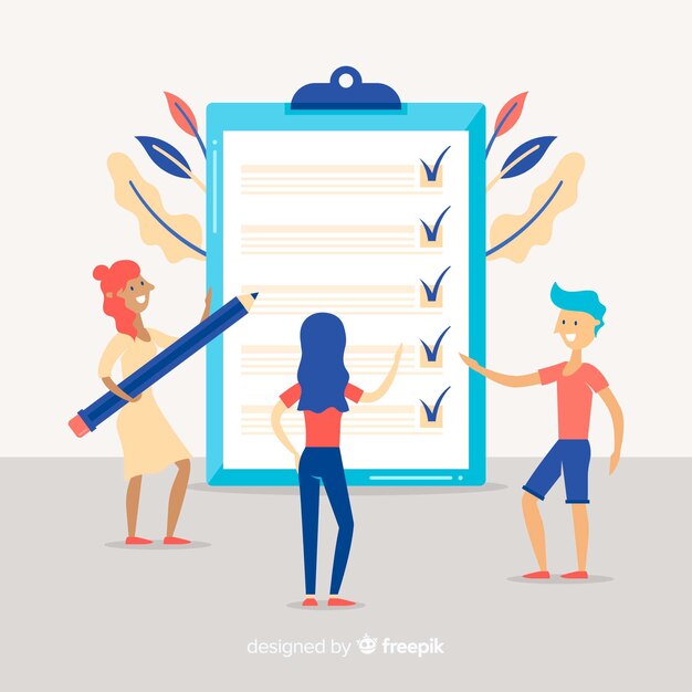 Equipo de trabajo revisando una lista de tareas gigante