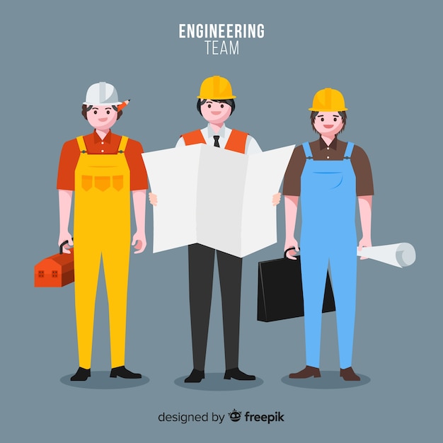 Vector gratuito equpo de ingeniería en el trabajo