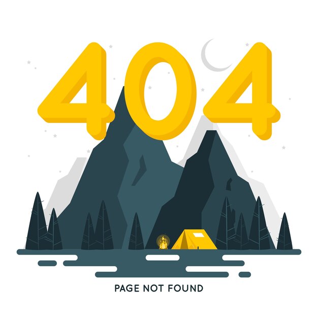 Error 404 con una ilustración del concepto de paisaje