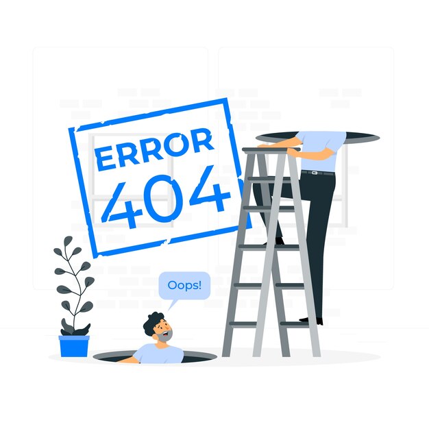 Error 404 con ilustración del concepto de portales