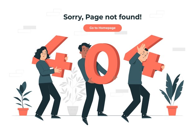 Error 404 con personas que tienen la ilustración del concepto de números
