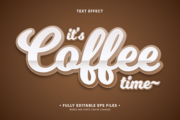 Vector gratuito es la hora del café efecto de texto