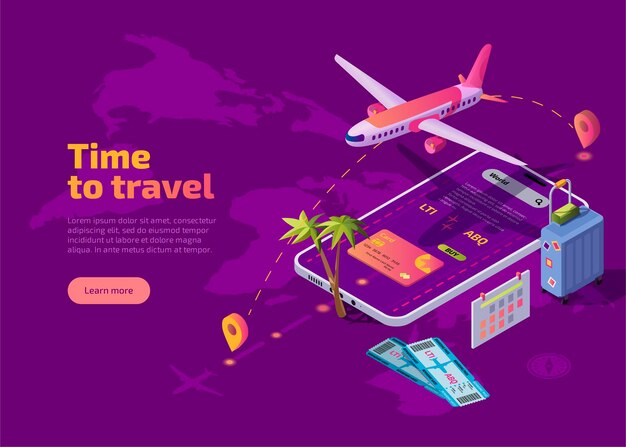 Es hora de viajar a la página de destino isométrica.