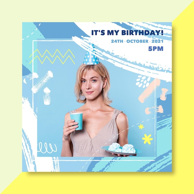 Vector gratuito es mi tarjeta de cumpleaños con foto