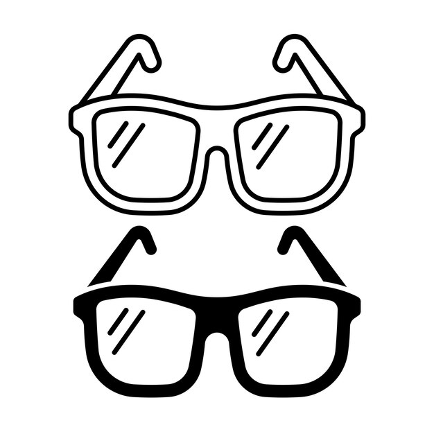 Esbozo y glifo de las gafas de sol