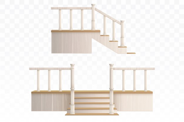 Escalera de madera del porche