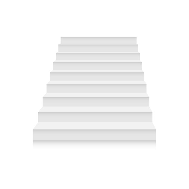 escaleras blancas escaleras interiores en estilo de dibujos animados aisladas en fondo blanco escalera vectorial 3d