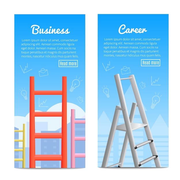 Vector gratuito escaleras de carrera banners realistas