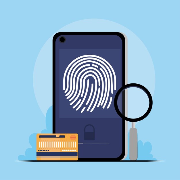 escaneo de huellas dactilares de seguridad cibernética por teléfono inteligente