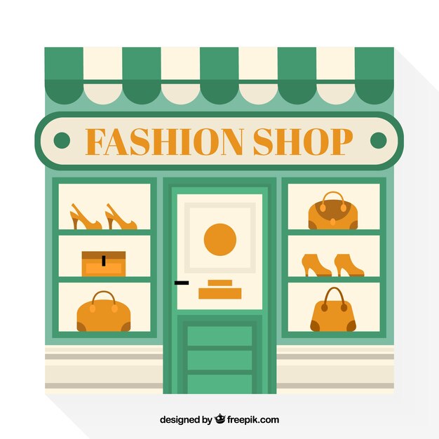 Escaparate de tienda de ropa en estilo plano 