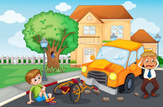 Escena con accidente en el camino