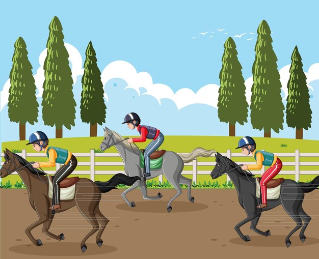 Escena al aire libre con caballo ecuestre
