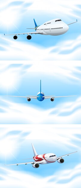 Escena con aviones volando en el cielo