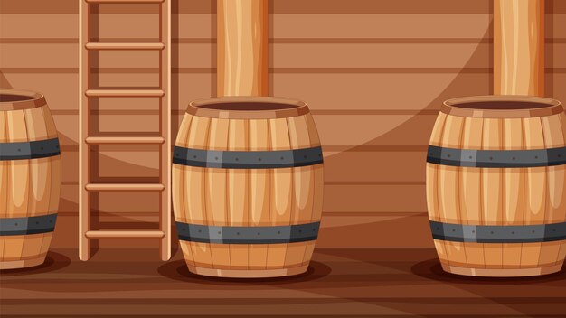 Escena de un barco de madera en una habitación.