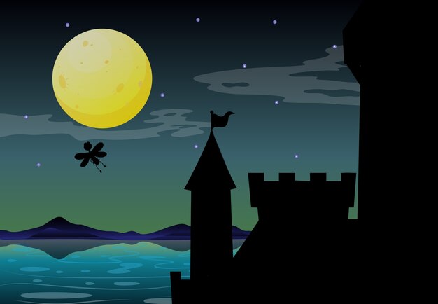 Escena del castillo en la noche