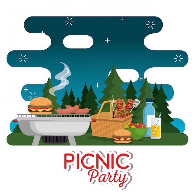 escena de celebración de fiesta de picnic