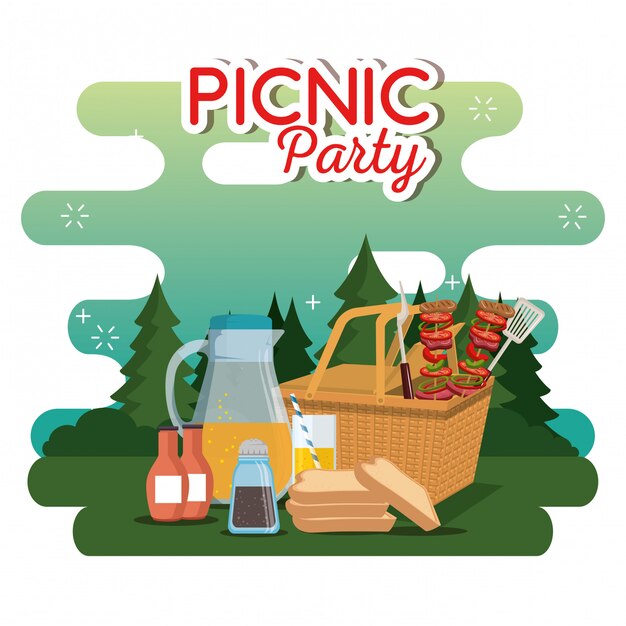 escena de celebración de fiesta de picnic