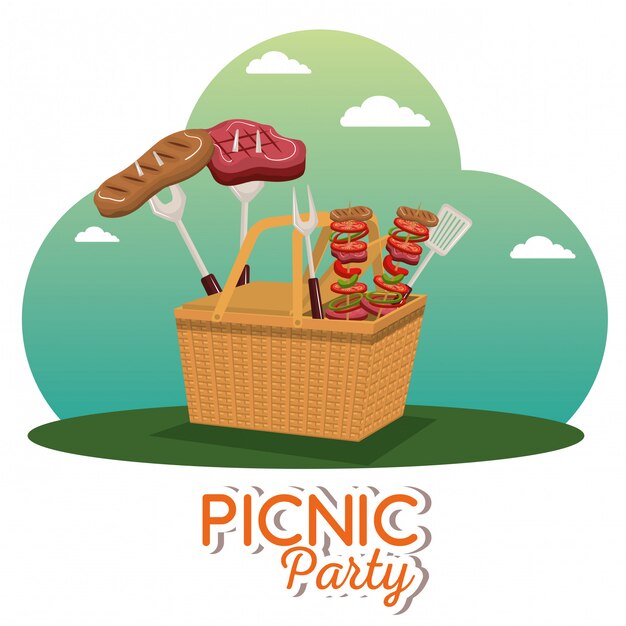 escena de celebración de fiesta de picnic