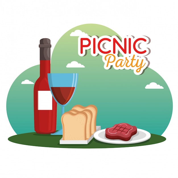 escena de celebración de fiesta de picnic