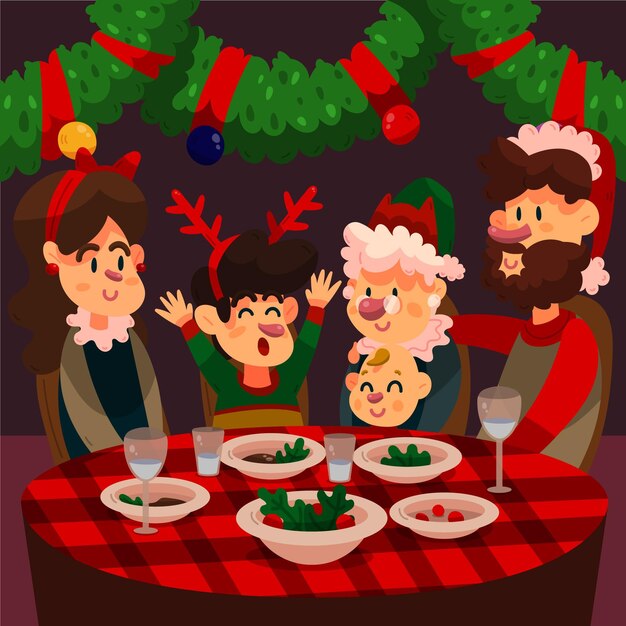 Escena de la cena de navidad