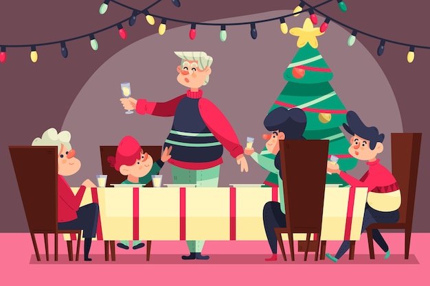 Vector gratuito escena de la cena de navidad