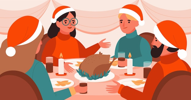 Vector gratuito escena de la cena de navidad