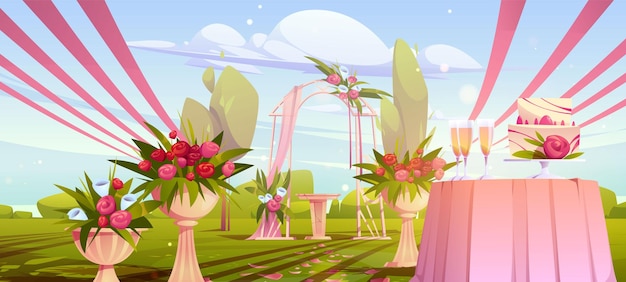 Escena de la ceremonia de bodas en el jardín de verano