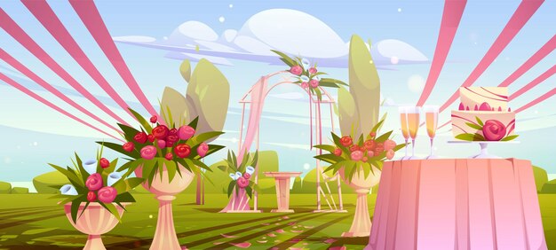Escena de la ceremonia de bodas en el jardín de verano